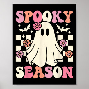 Spooky Seizoen Halloween Ghost Kostuum Retro Groov Poster