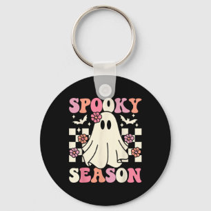 Spooky Seizoen Halloween Ghost Kostuum Retro Groov Sleutelhanger