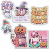 Spooky seizoen Halloween Ghosts en Pumpkins Sticker (Voorkant)