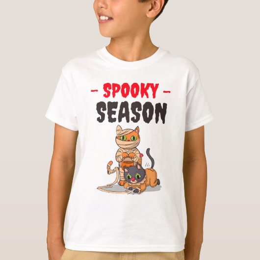 Spooky seizoen Halloween katten T-shirt (Voorkant)
