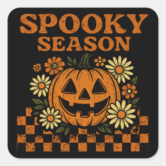 Spooky Seizoen Halloween Pompoen Vierkante Sticker (Voorkant)