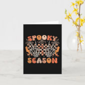 Spooky Seizoen Halloween Skelet Kostuum Retro Gro Kaart (Gele Bloem)