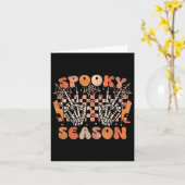 Spooky Seizoen Halloween Skelet Kostuum Retro Gro Kaart (Gele Bloem)
