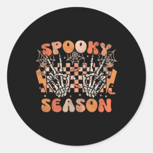 Spooky Seizoen Halloween Skelet Kostuum Retro Gro Ronde Sticker