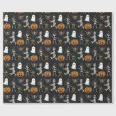 Spooky Seizoen Halloween Spook en Pompoen Patroon Cadeaupapier (Vlak)