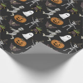 Spooky Seizoen Halloween Spook en Pompoen Patroon Cadeaupapier (Hoek)