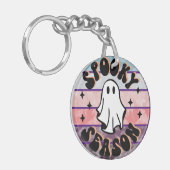 Spooky Seizoen Halloween White Sheet Ghost Sleutelhanger (Voorkant Links)