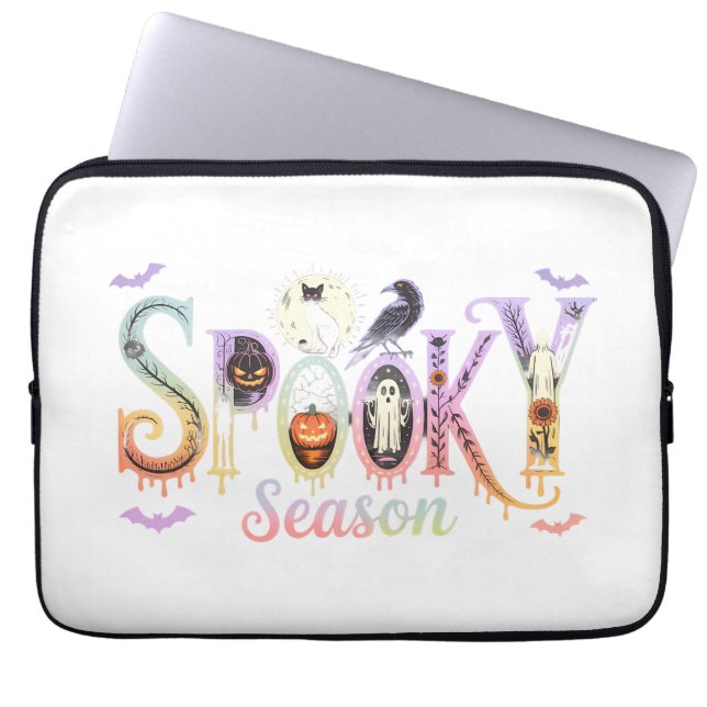 Spooky seizoen iriserende Halloween Laptop Sleeve (Voorkant)