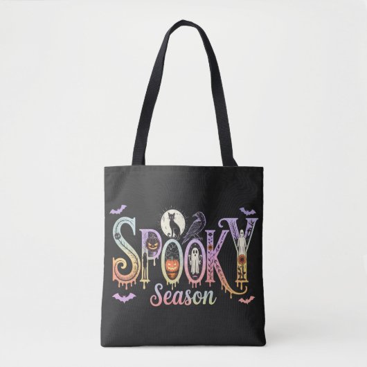 Spooky seizoen iriserende Halloween Tote Bag (Voorkant)