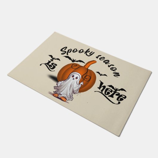 Spooky seizoen is hier grappig halloween deurmat (Schuin)