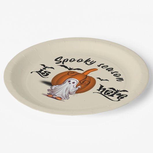 Spooky seizoen is hier grappig halloween papieren bordje (Gekanteld)