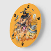 Spooky Seizoen Pompoen Gouden Retriever Halloween Grote Klok (Hoek)