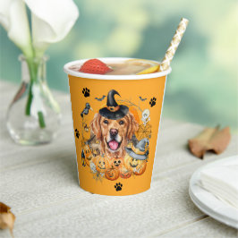 Spooky Seizoen Pompoen Gouden Retriever Halloween Papieren Bekers