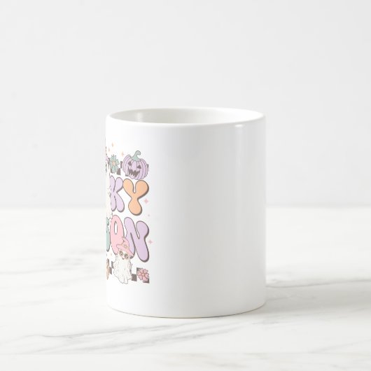 Spooky Seizoen Retro Groovy Halloween Koffiemok (Center)