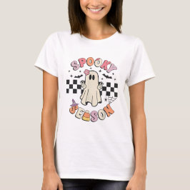 Spooky Seizoen Retro Happy Halloween Ghost Vrouwen T-shirt