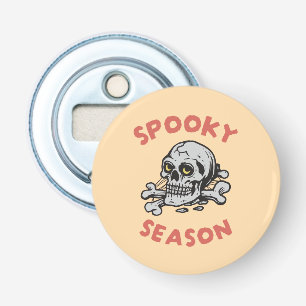 Spooky seizoen Scary Skull Halloween Button Flesopener