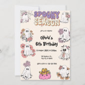 Spooky Seizoen Schattige Ghost Bloemen Halloween V Kaart (Voorkant)