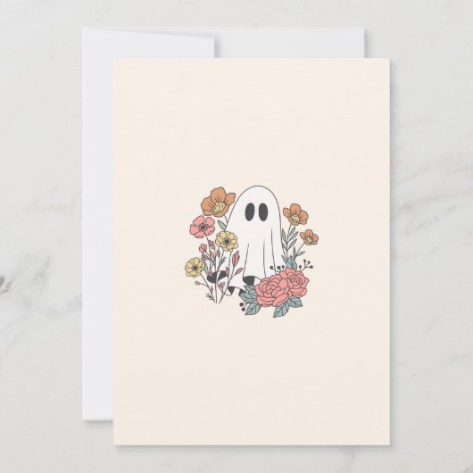 Spooky Seizoen Schattige Ghost Bloemen Halloween V Kaart (Achterkant)