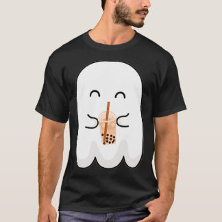Spooky Seizoen Schattige Kleine Ghost Boba Tea Hal T-shirt