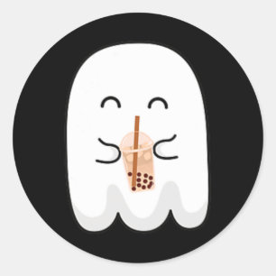 Spooky Seizoen Schattige Little Ghost Boby Tea Hal Ronde Sticker