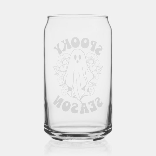 Spooky Seizoen Schattigee Ghost Halloween Blikvorm Glas (Achterkant)