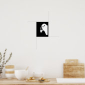Spooky Seizoen Schattigee Kleine Ghost Ice Coffe. Poster (Keuken)