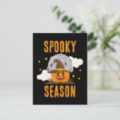 Spooky Seizoen Schattigee Oranje Pompoen Halloween Briefkaart (Staand voorkant)