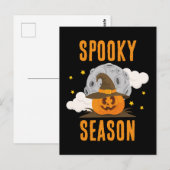 Spooky Seizoen Schattigee Oranje Pompoen Halloween Briefkaart (Voorkant / Achterkant)