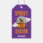 Spooky Seizoen Schattigee Oranje Pompoen Halloween Cadeaulabel (Achterkant)