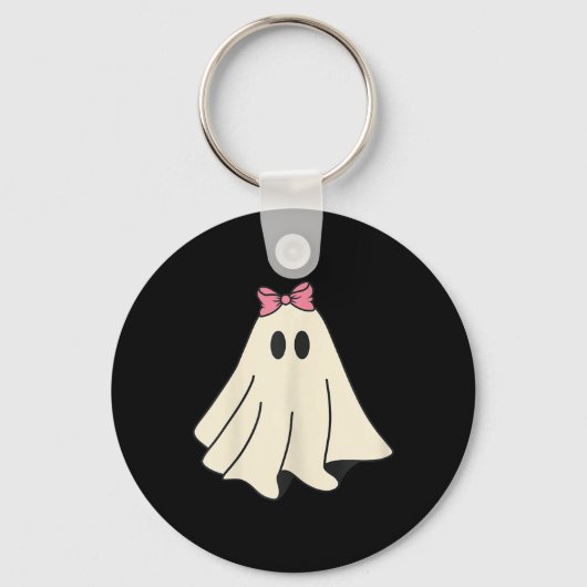 Spooky Seizoen Schattigee Retro Ghost Halloween Ko Sleutelhanger (Voorkant)