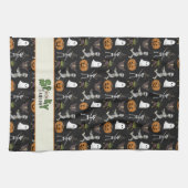 Spooky Seizoen Zwart Halloween Patroon Theedoek (Horizontaal)