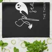 Spooky seizoenstekst en witte geesten Halloween Theedoek (Gevouwen)