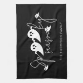 Spooky seizoenstekst en witte geesten Halloween Theedoek (Verticaal)