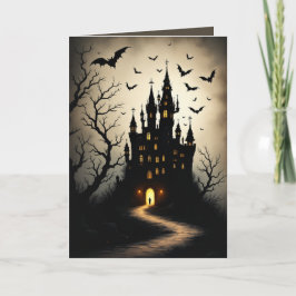 Spooky Shadow Halloween Castle Wenskaarten Kaart