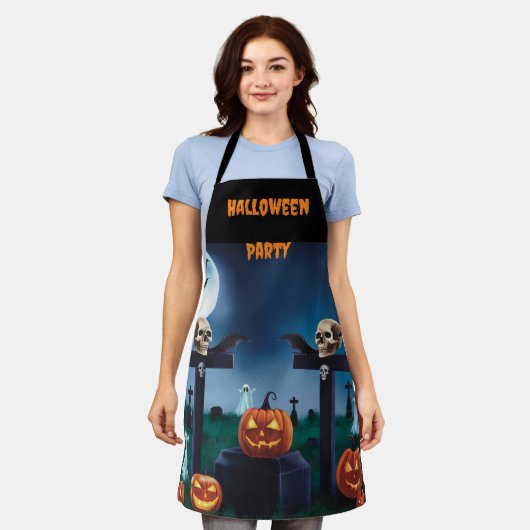 Spooky Shadows: Halloween op het kerkhof Schort (Gedragen)