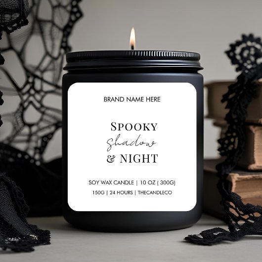 Spooky Shadows & Night Candle Label | Custom White