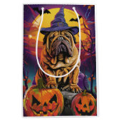 Spooky Shar Pei Hond Halloween Heks en Pompoen Medium Cadeauzakje (Voorkant)