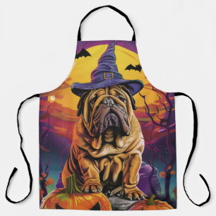 Spooky Shar Pei Hond Halloween Heks en Pompoen Schort