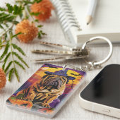 Spooky Shar Pei Hond Halloween Heks en Pompoen Sleutelhanger (Voorkant Rechts)