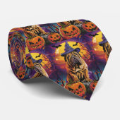 Spooky Shar Pei Hond Halloween Heks en Pompoen Stropdas (Opgerold)