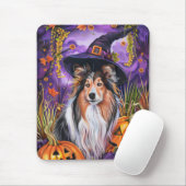 Spooky Shetland Sheepdog Halloween Witch Pumpkin Muismat (Met muis)