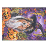 Spooky Shetland Sheepdog Halloween Witch Pumpkin Tafelkleed (Voorkant (Horizontaal))