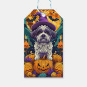 Spooky Shih Tzu Hond Halloween Heks en Pompoen Cadeaulabel (Voorkant)