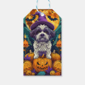 Spooky Shih Tzu Hond Halloween Heks en Pompoen Cadeaulabel (Achterkant)