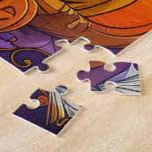 Spooky Shih Tzu Hond Halloween Heks en Pompoen Legpuzzel (Zijkant)