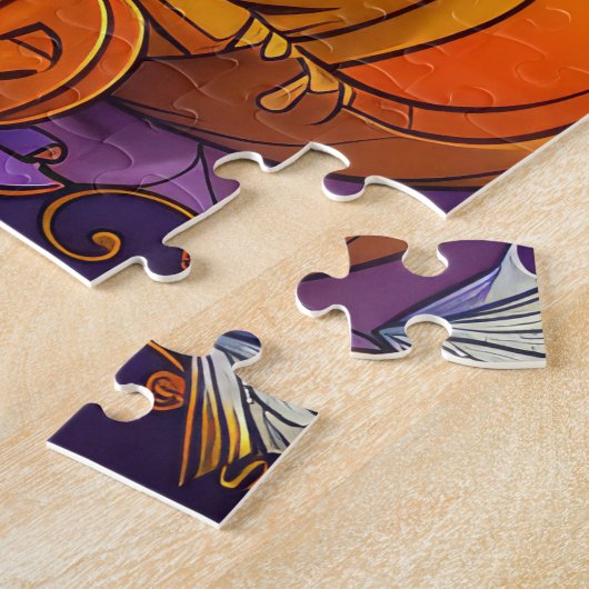 Spooky Shih Tzu Hond Halloween Heks en Pompoen Legpuzzel (Zijkant)