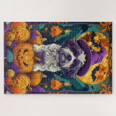 Spooky Shih Tzu Hond Halloween Heks en Pompoen Legpuzzel (Horizontaal)