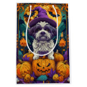 Spooky Shih Tzu Hond Halloween Heks en Pompoen Medium Cadeauzakje (Voorkant)