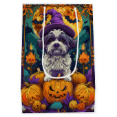 Spooky Shih Tzu Hond Halloween Heks en Pompoen Medium Cadeauzakje (Achterkant)