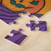 Spooky Siamese kat Halloween heks en pompoen Legpuzzel (Zijkant)